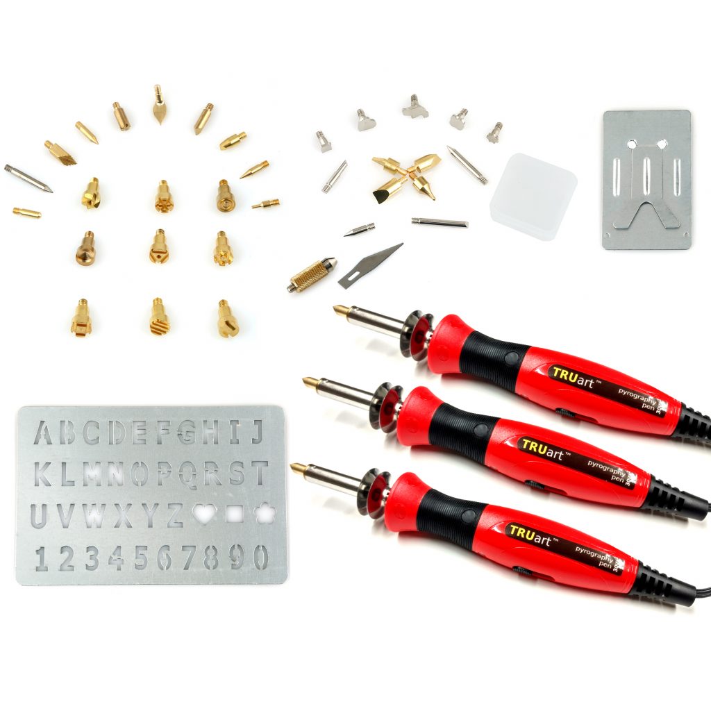 TRUArt Wood and Leather Pyrography Pen Set + 2 Extra Pens Bundle Best