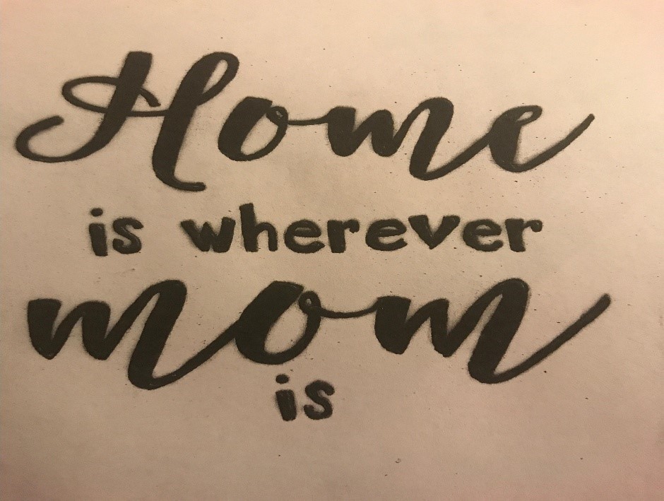 Burned quote "home is wherever mom is" TRUArt Mother's day