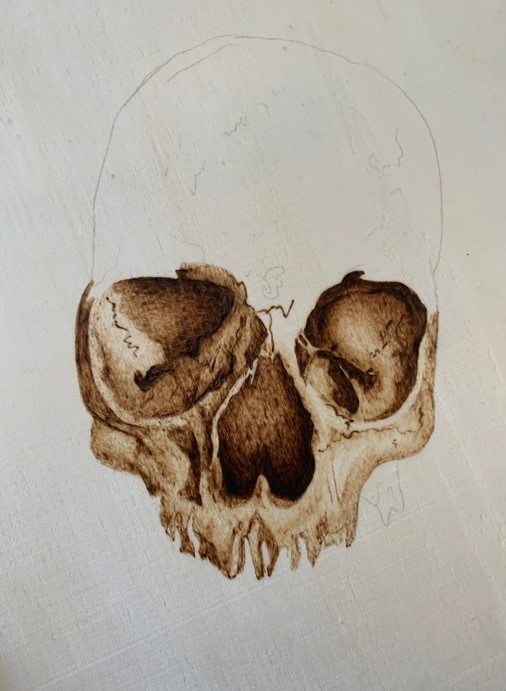 Pyrography Wood Burning Skulls Wood Art Hand Painted Acrylic Landscape  Skulls Goth Details Dark — Art by Karlee Beth Barr