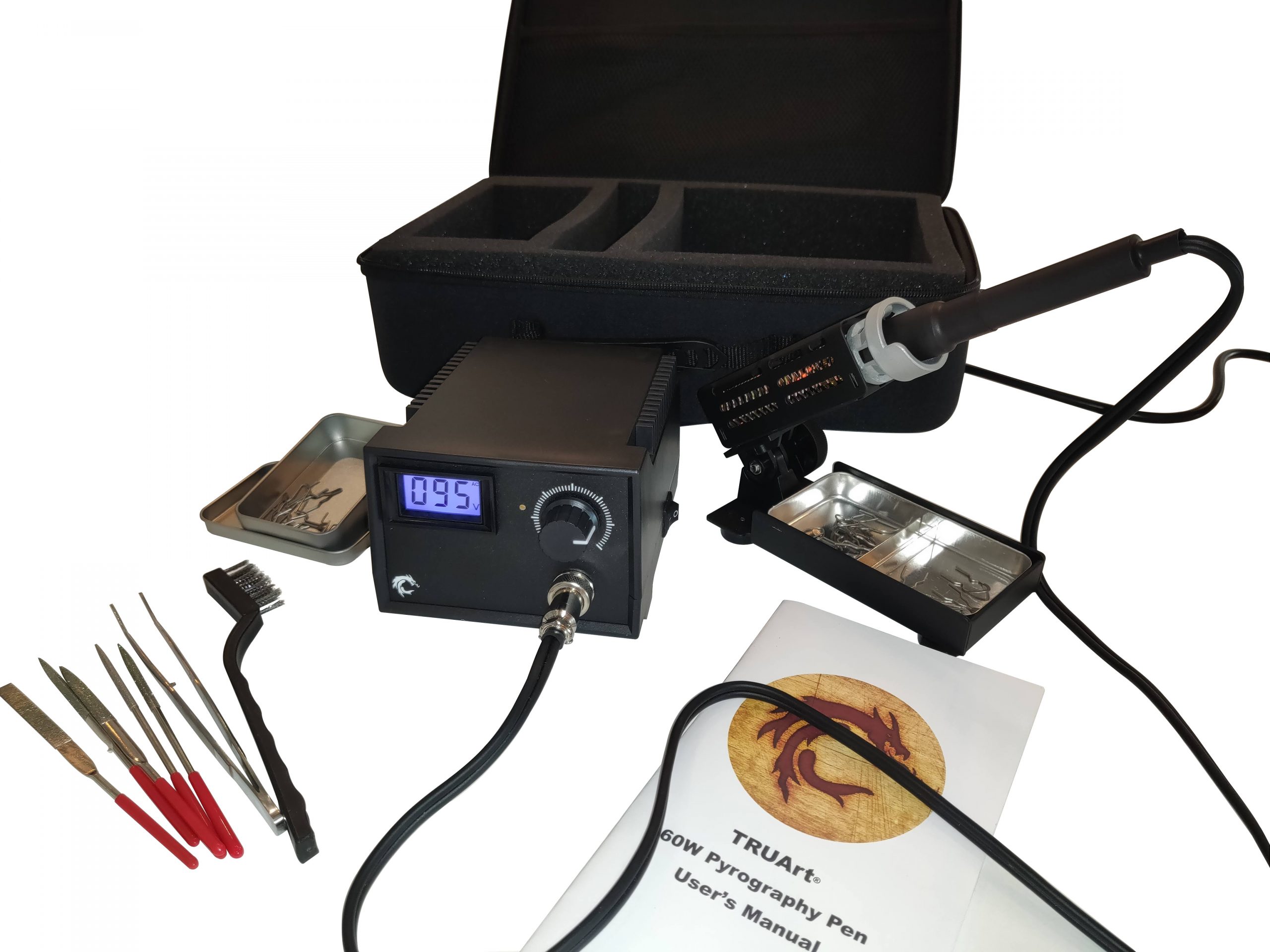 110V Solid Wood Burning Kit Tool Station Dual Pyrography Pen