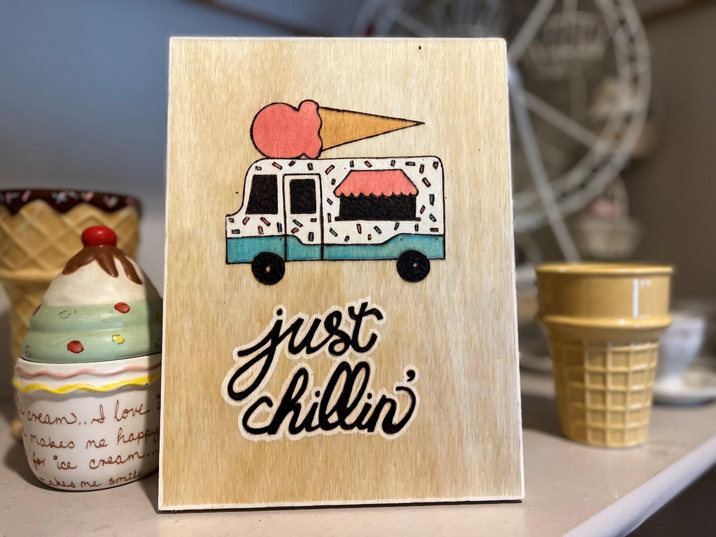 just chillin pyrography art piece