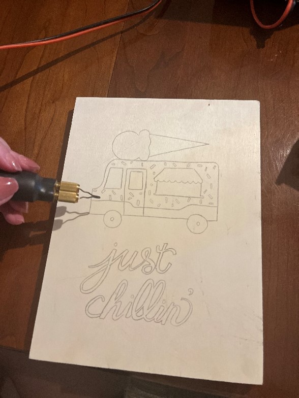 woodburning on traced template