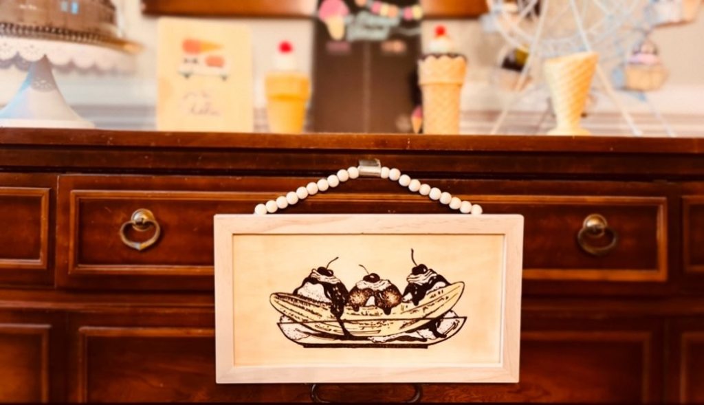 banana split template wood burned